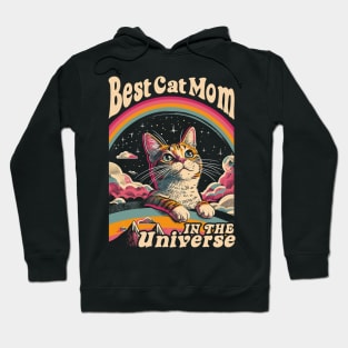 Best Cat Mom In The Universe 60s 70s Hippie Aesthetic Women Hoodie